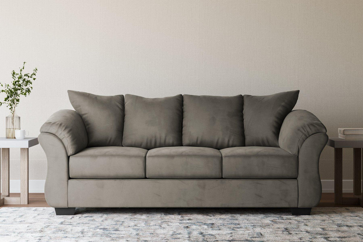 Ashley Furniture Darcy Sofa with plush fabric and modern design, featuring comfortable cushions and stylish armrests.