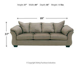 Ashley Furniture Darcy Sofa with plush fabric and modern design, featuring wide armrests and neutral upholstery.