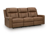 Ashley Furniture Mackmenville reclining sofa in a close-up angle, showcasing plush fabric and comfortable design.