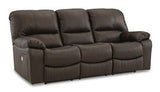 Ashley Furniture Leesworth power reclining sofa with plush cushions and a modern design, shown in a living room setting.