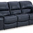 Ashley Furniture Leesworth power reclining sofa with plush cushions, dark upholstery, and built-in reclining features, shown from an angle.