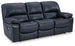 Ashley Furniture Leesworth power reclining sofa with plush cushions, dark upholstery, and built-in reclining features, shown from an angle.