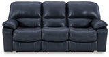 Ashley Furniture Leesworth power reclining sofa showing plush cushions, reclining mechanism, and contemporary design in a living room setting.