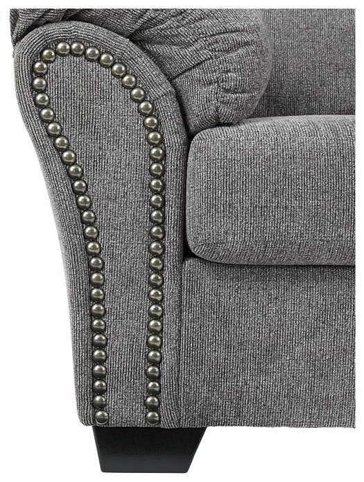 Ashley Furniture Allmaxx sofa with plush fabric and modern design, featuring wide armrests and comfortable cushions.