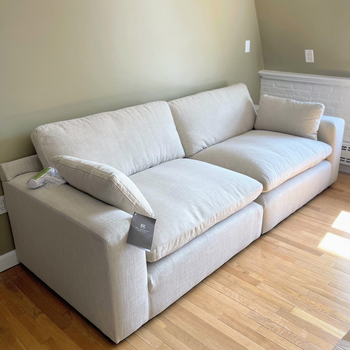 Gray Atlas Cloud Modular Sofa from Ashley Furniture, showing its comfortable, modern 2-piece sofa design with plush cushions.