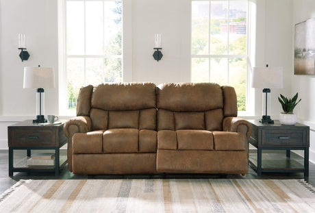 Ashley Furniture Boothbay Power Reclining Sofa with plush cushions and reclining features in a modern fabric.