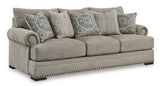 Ashley Furniture Galemore sofa showing plush fabric, wide armrests, and cushioned seating in a modern living room setting.