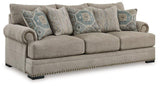Ashley Furniture Galemore Sofa with plush cushions and neutral fabric, showcasing a modern, comfortable living room piece.