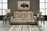 Ashley Furniture Next-Gen DuraPella power reclining sofa with plush cushions and reclining features in a modern living room setting.