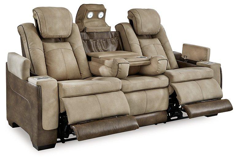 Ashley Furniture Next-Gen DuraPella power reclining sofa with plush cushioning and modern design, shown in a stylish living room setting.