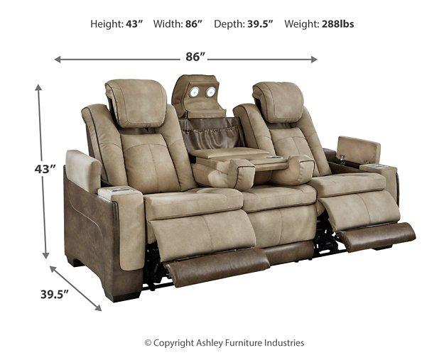 Next-Gen DuraPella Power Reclining Sofa by Ashley Furniture, showing plush fabric upholstery and modern reclining features.