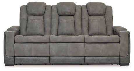 Ashley Furniture Next-Gen DuraPella Power Reclining Sofa with plush cushions and reclining seats in a modern fabric design.