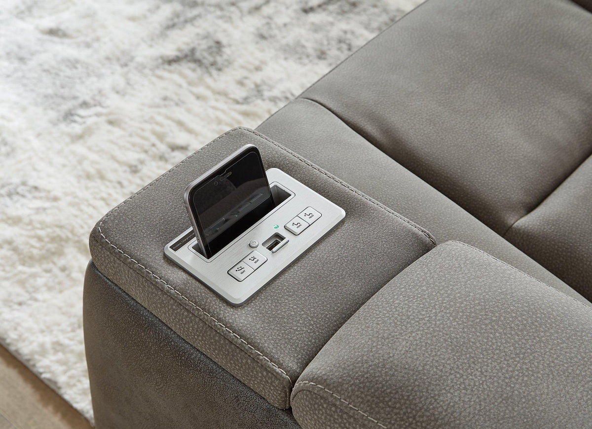 Next-Gen DuraPella Power Reclining Sofa by Ashley Furniture, showcasing plush cushions and reclining features in a modern living room setting.