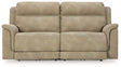 Ashley Furniture Next-Gen DuraPella Power Reclining Sofa with plush cushions and reclining features, shown head-on view.