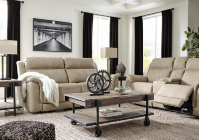 Ashley Furniture Next-Gen DuraPella power reclining sofa with plush cushions and modern design in a neutral fabric.