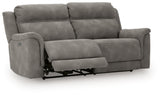 Ashley Furniture Next-Gen DuraPella Power Reclining Sofa, open view showing plush cushions and reclining mechanism.