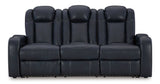 Ashley Furniture Fyne-Dyme Power Reclining Sofa with plush cushions and reclining features, shown from a head-on view.