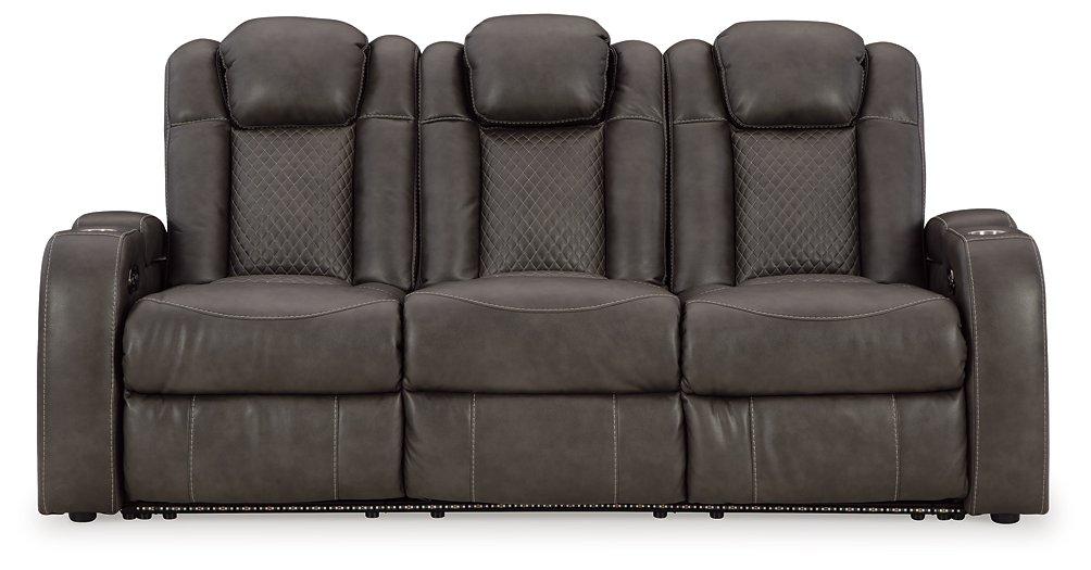 Ashley Furniture Fyne-Dyme Power Reclining Sofa with plush cushions and reclining features in a stylish living room setting