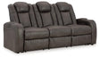 Ashley Furniture Fyne-Dyme Power Reclining Sofa with plush cushions and reclining features, showcasing a modern fabric design.