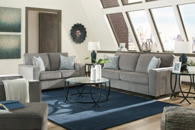 Ashley Furniture Altari sofa with plush fabric and modern design, featuring wide armrests and cozy cushions.