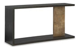 Ashley Furniture Camlett Console Sofa Table with sleek wooden surface and sturdy legs, ideal for living room decor.