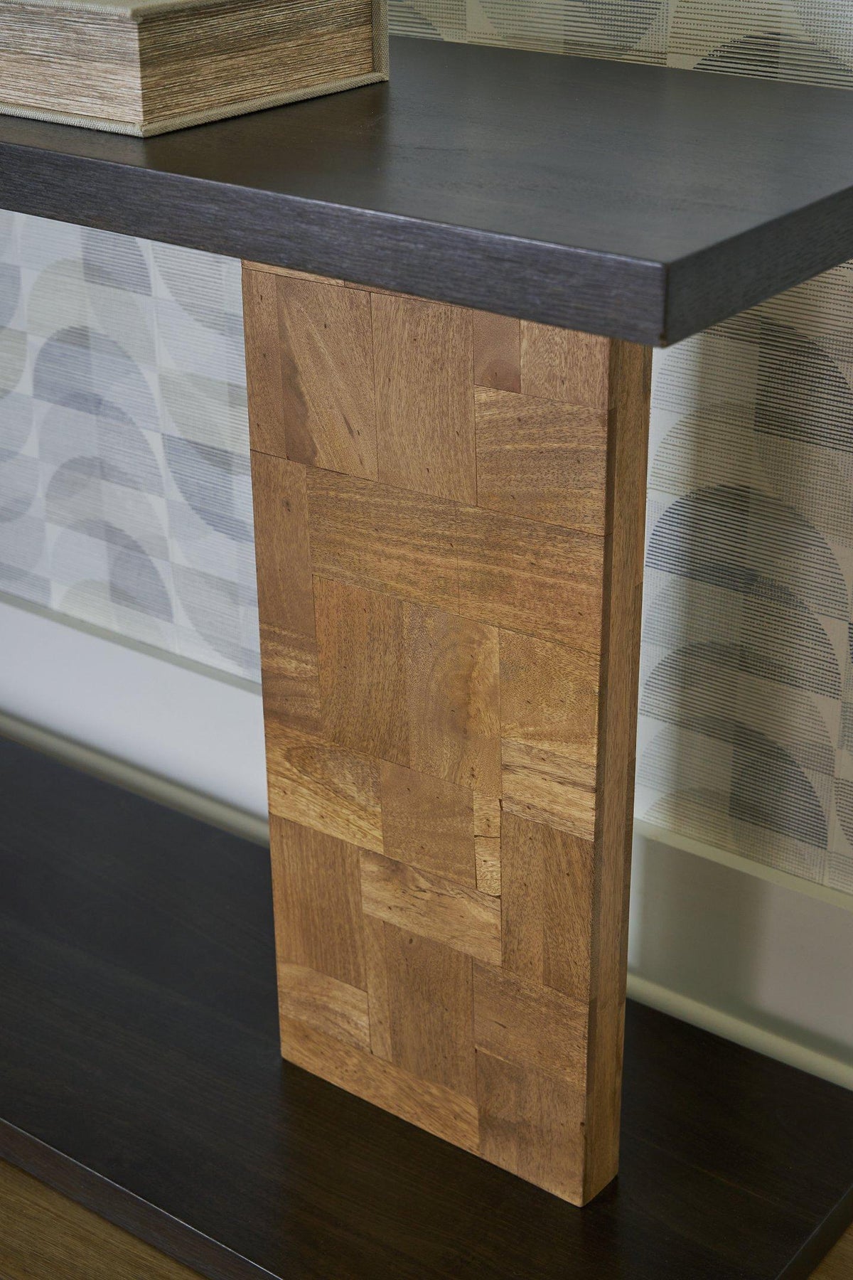 Ashley Furniture Camlett Console Sofa Table with sleek wood finish and modern design, ideal for living room decor.