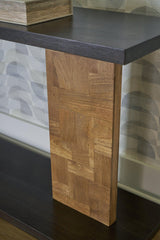 Ashley Furniture Camlett Console Sofa Table with sleek wood finish and modern design, ideal for living room decor.