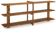 Ashley Furniture Fayemour console sofa table with sleek wood finish and modern design, ideal for living room decor.