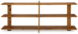 Ashley Furniture Fayemour console sofa table with a sleek wooden top and sturdy legs, ideal for living room decor.