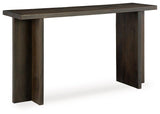 Ashley Furniture Jalenry console sofa table with sleek wooden surface and modern design, perfect for living room decor.