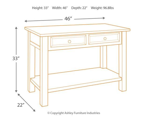Ashley Furniture Tyler Creek sofa table with a sleek wooden finish and modern design, ideal for living room decor.