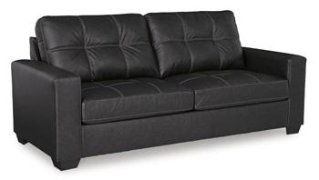 Ashley Furniture Barlin Mills sofa with plush upholstery and modern design, showcasing a comfortable living room setup.