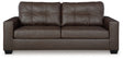 Ashley Furniture Barlin Mills sofa in a neutral fabric, showcasing plush cushions and a modern design from a head-on view.
