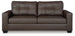 Ashley Furniture Barlin Mills sofa in a neutral fabric, showcasing plush cushions and a modern design from a head-on view.