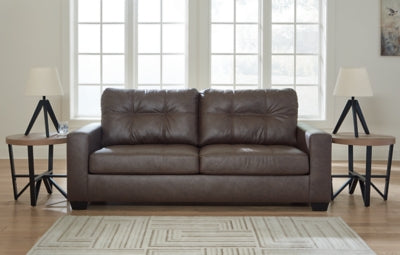Ashley Furniture Barlin Mills sofa with plush fabric upholstery and modern design, shown in a stylish living room setting.