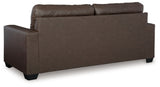 Ashley Furniture Barlin Mills sofa with plush cushions and elegant fabric upholstery, shown from the back view.