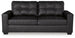 Ashley Furniture Barlin Mills sofa with plush cushions and neutral upholstery, shown from a head-on view.