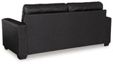 Ashley Furniture Barlin Mills sofa with plush fabric, featuring a sleek back design and comfortable seating.