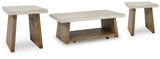 Ashley Furniture Brendalhouse stationary occasional table set with two round wood tables featuring sleek dark finish and modern design.