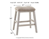 Ashley Furniture Skempton counter height bar stool with a wooden frame and upholstered seat, ideal for kitchen or bar areas.