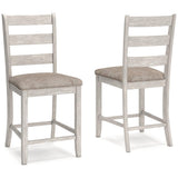 Ashley Furniture Skempton counter height bar stool with wood finish and cushioned seat, ideal for kitchen or bar area.