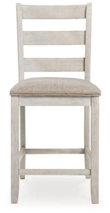Ashley Furniture Skempton counter height bar stool with wooden legs and padded seat, ideal for kitchen or bar area.