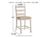 Ashley Furniture Skempton counter height bar stool with wooden legs and cushioned seat, ideal for kitchen or bar area.