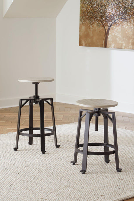 Ashley Furniture Karisslyn counter height stool with wooden legs and upholstered seat, ideal for dining or bar areas.