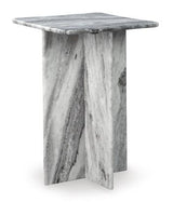 Ashley Furniture Keithwell accent table with a sleek wood finish and simple, modern design for living room decor.