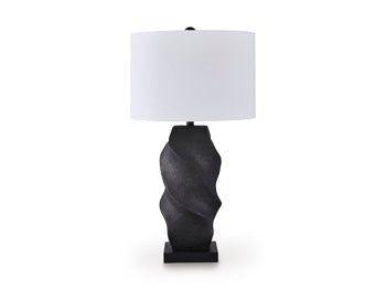 Amillion table lamp with a sleek design and fabric shade, featuring a stylish base perfect for living room or bedside decor.