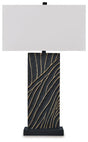Ashley Furniture Bartlen table lamp with a sleek base and fabric shade, ideal for modern bedroom or living room decor.