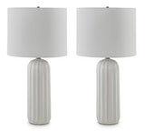 Set of two Clarkland table lamps by Ashley Furniture with fabric shades and wooden bases, ideal for bedside or living room decor.