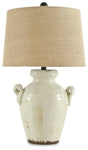 Emelda table lamp by Ashley Furniture with a sleek design and fabric shade, perfect for modern home decor.