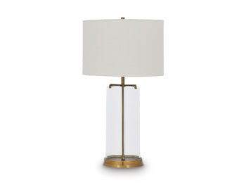 Ashley Furniture Gizeh table lamp with a sleek base and fabric shade, ideal for bedside or living room decor.